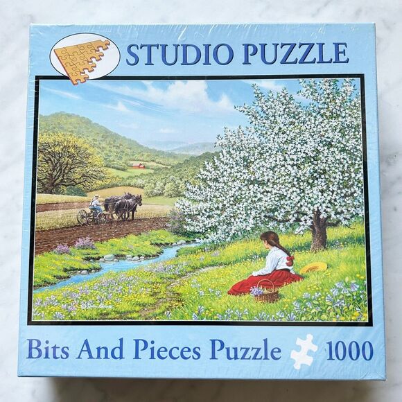 Bits And Pieces On The Hillside John Sloane Horse Farm Field 1000 Piece Puzzle - Picture 1 of 6